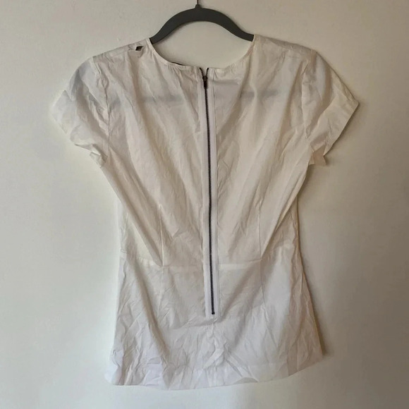 Theory Carrian Precise Peplum Stretch Cotton Pleated White Blouse Size S - Picture 9 of 13